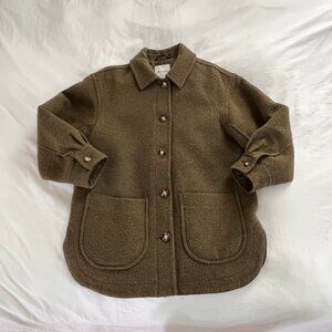 Madewell Brushed Belrose Shirt-Jacket in Olive Green